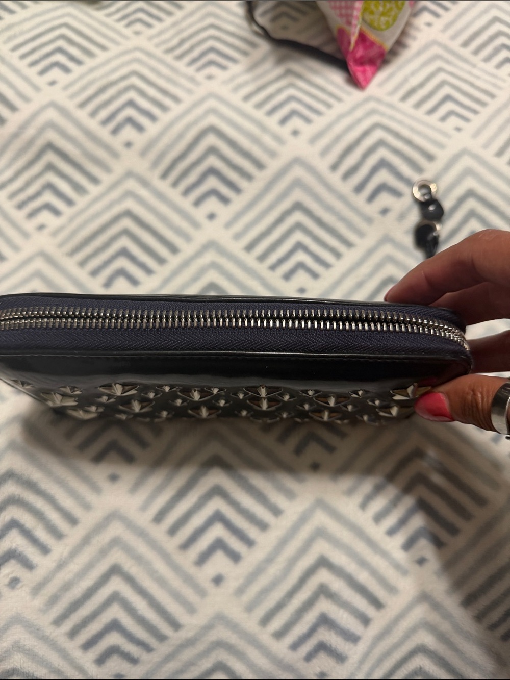 Jimmy Choo Star-Studded Black Patent  long Wallet EUC - Picture 5 of 16